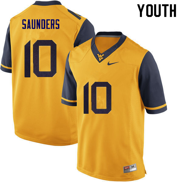 Youth #10 Cody Saunders West Virginia Mountaineers College Football Jerseys Sale-Gold
